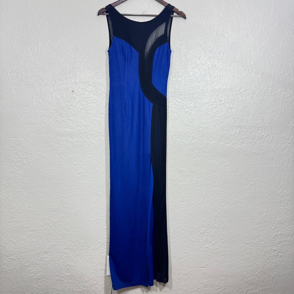 Abyss by Abby Maxi‎ Dress Small Illusion Mesh Slit Siren Bodycon Homecoming Prom